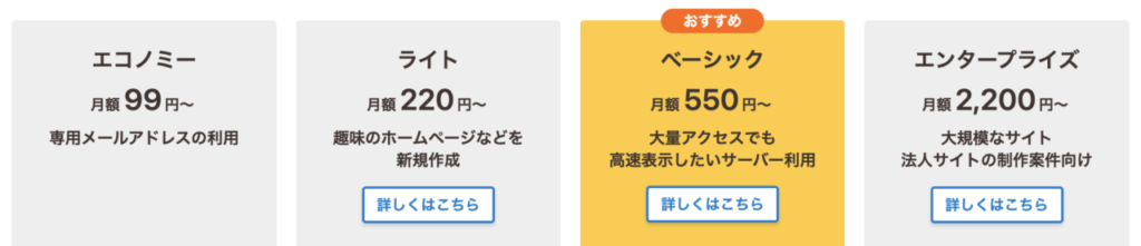 4つの料金プラン
