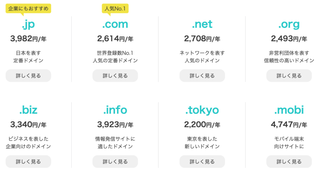 独自ドメインの取得は有料