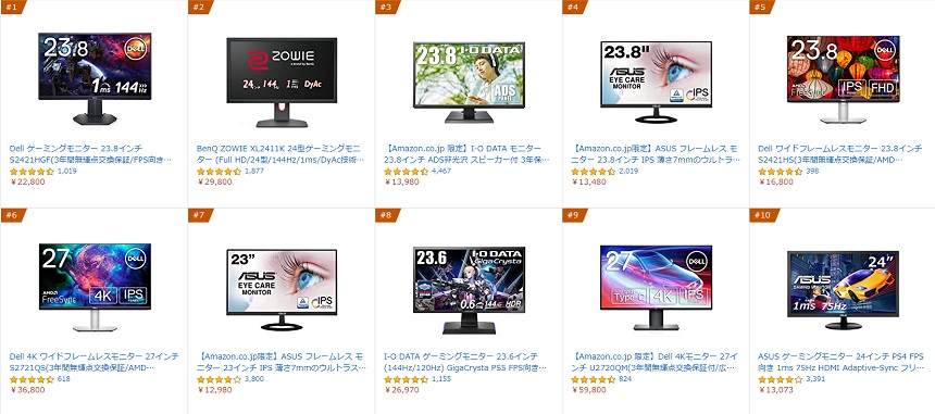 リフレッシュレート 60Hz/75Hz/120Hz/144Hz/240Hzの違いは？