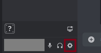Discord画面左下の歯車アイコンをクリックしてユーザー設定画面を開く
